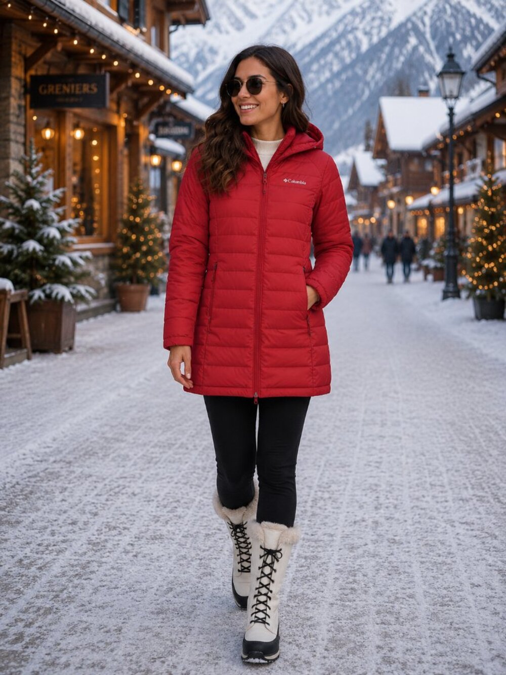 Columbia Long Women Hooded Coat - Red, Size Small